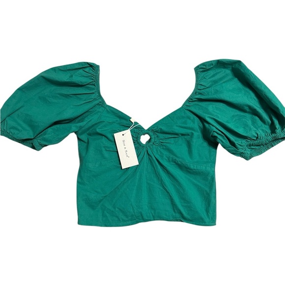 Sim & Sam Short Sleeve Crop Top Sizes Small Shady Green - Picture 2 of 5